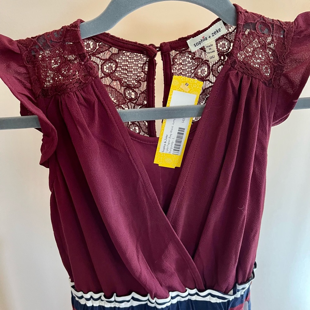 Cranberry and navy Girls Long Jumper size 12
